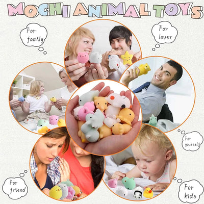 100Pcs Mochi Squishy Toy Kawaii Mini Animals Squishies Stress Relief Toys for Kids Boys Girls Birthday Gifts Party Favors Prizes