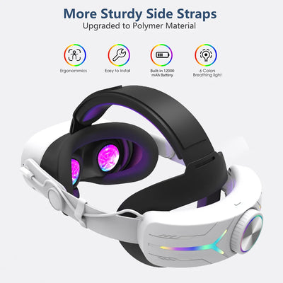 Adjustable RGB Head Strap 6000mAh Battery Enhanced Support and Balance Headband Head Strap Headband for Meta Quest 3S VR Headset