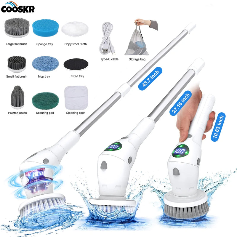 Electric Household Cleaning Brush for Bathroom Window Toilet Cleaning Cordless Cleaner Multifunctional Rotary Cleaning Brush