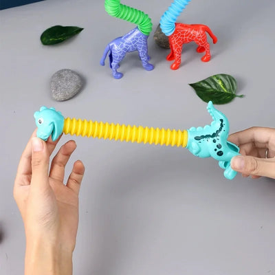 1-5pcs ute Dinosaur Pop Toys Children Animal Sensory Tube Games Stress Relief Squeeze Playing Plastic Tube Decompression Gifts