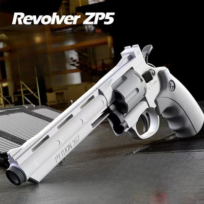 Csnoobs Mechanical Continuous Firing Revolver  357 Toy Gun Automatic Pistol Soft Dart Bullet CS Outdoor Weapon for Kid Adult