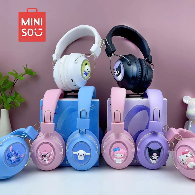 Sanrio Kuromi Stitch Cartoon Bluetooth Sports Earphones with LED Lights Illuminating Wireless Headworn Gaming Esports Earphones