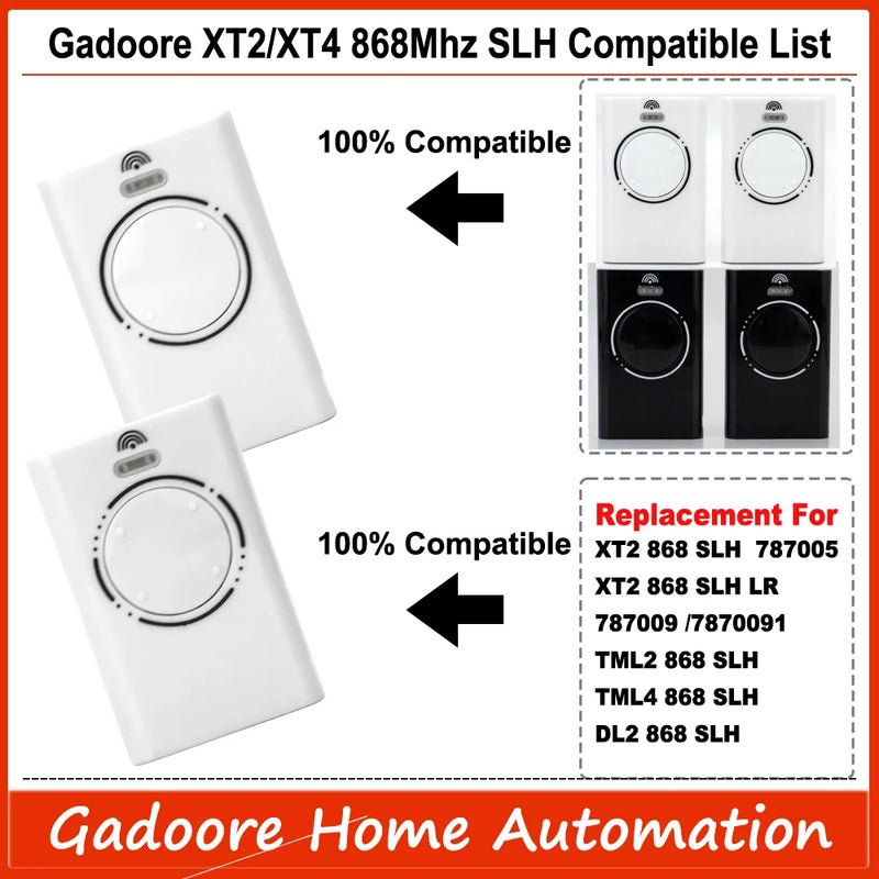 Gadoore XT2 XT4 868 SLH LR Garage Door Remote Compatible with 868Mhz Frequency XT2 XT4 868 SLH, XT2 XT4 868 SLH LR