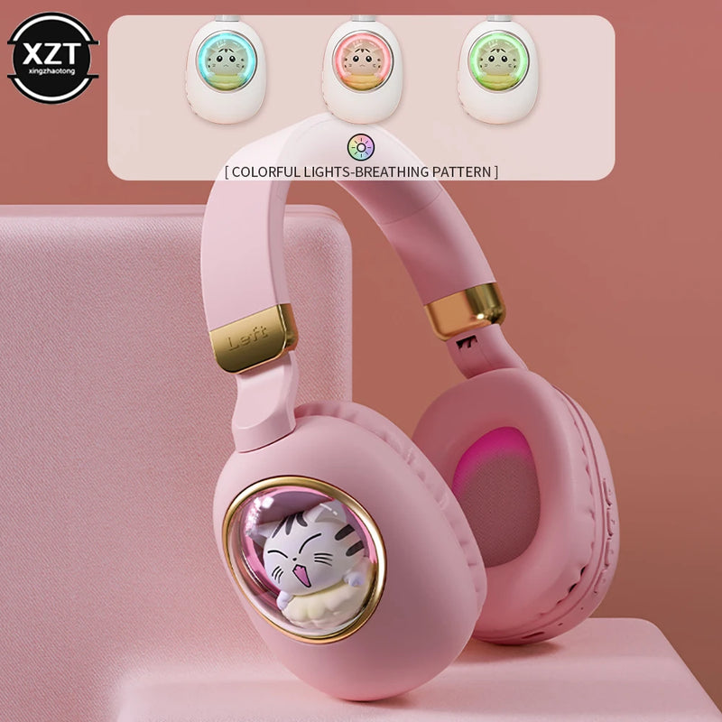 Cute Pet Wireless Bluetooth Headphone With Mic Gaming Headset Noise Canceling Foldable Stereo Headset