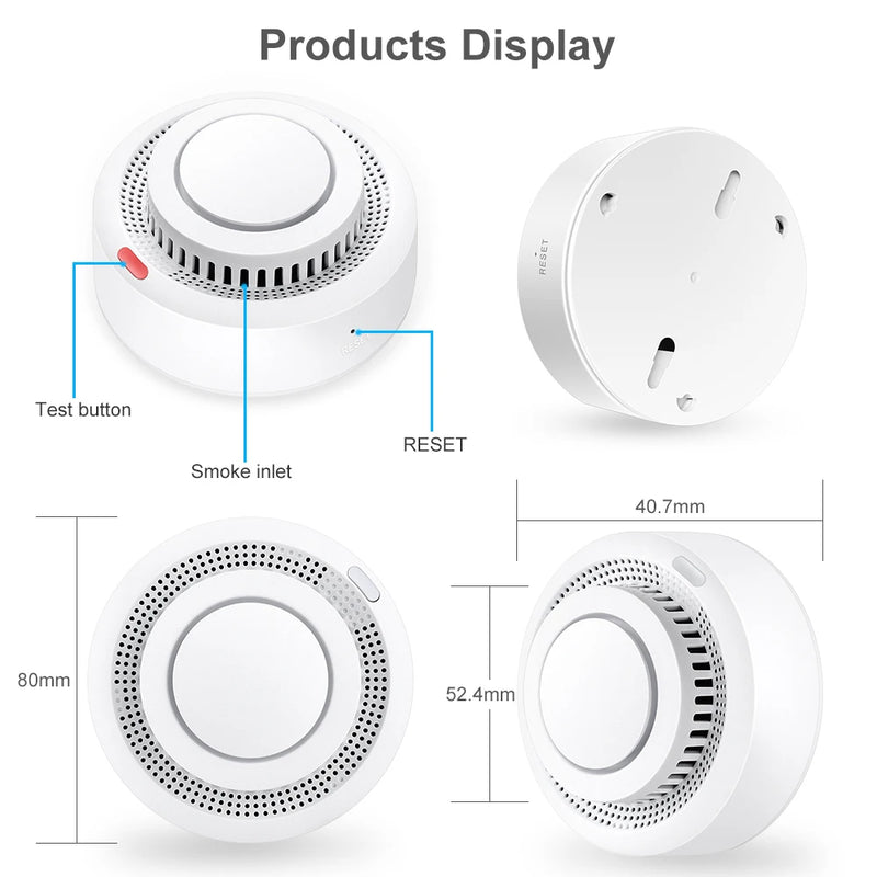 Tuya Zigbee/Wifi Smoke Detector Sensor Security Protection Fire Smoke Alarm Smart Home Safety System Works With Smart Life APP