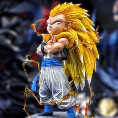 23cm Anime Dragon Ball Figures GK New Pattern Gotenks Super Saiyan 3 Action Figures PVC Model Toys Desktop Gifts