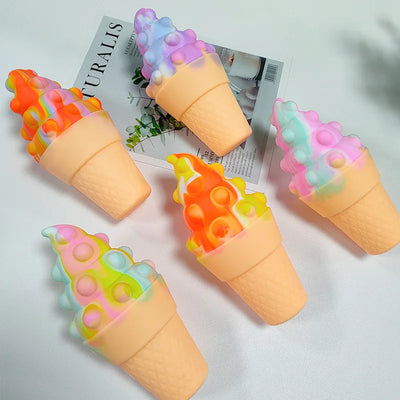 New Ice Cream Popit Squishy Fidget Toy Vent Sloth Hide Seek Stress Relief Squishies Doll Cheese Block Stress Busting Kids Gift