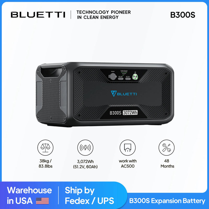 US Stock BLUETTI B300S Expansion Battery 3,072Wh Battery Pack for Power Station AC500 DC Power Source Extra Battery for Home Use