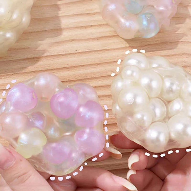 Stress Relief Squeeze Pearl Balls Stress Ball Fidget Toy Glazed Beads Vent Ball Pearl Balls Party Kids Fidgeting Girl Baby Toy